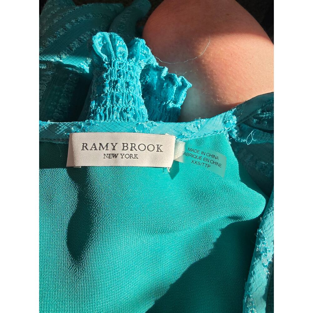 Rami Brook NY V Neck Mini Dress Size x xs Teal Nordstrom brand - Picture 7 of 7